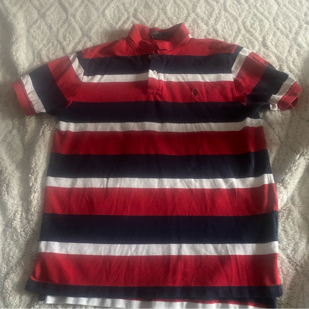 Polo Ralph Lauren Stripe Shirt Men’s XL Red White Blue Americana Short Sleeve